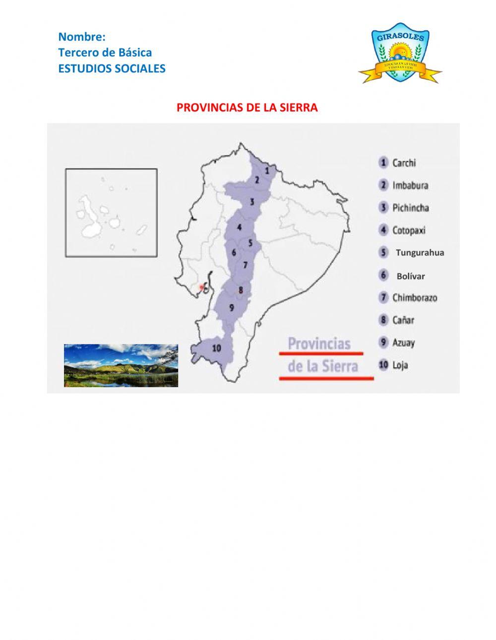 Provincias de la Sierra Ecuador