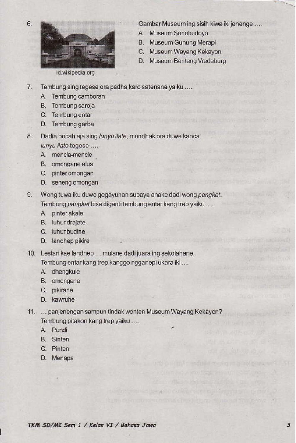 Penilaian Akhir Semester 1 Kelas 6