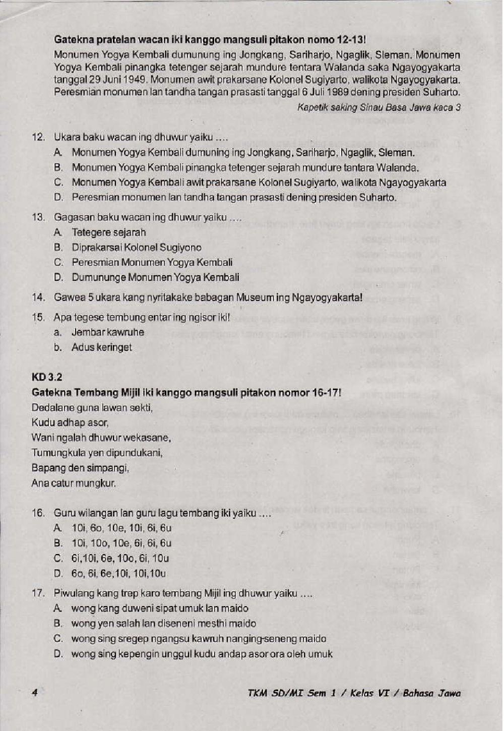 Penilaian Akhir Semester 1 Kelas 6