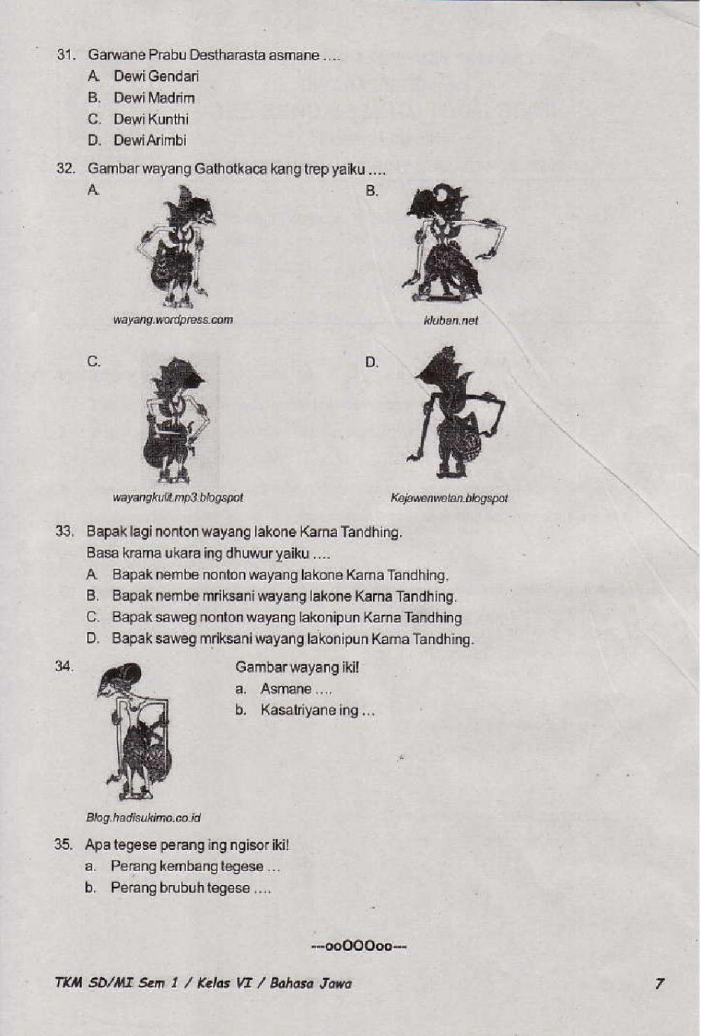 Penilaian Akhir Semester 1 Kelas 6