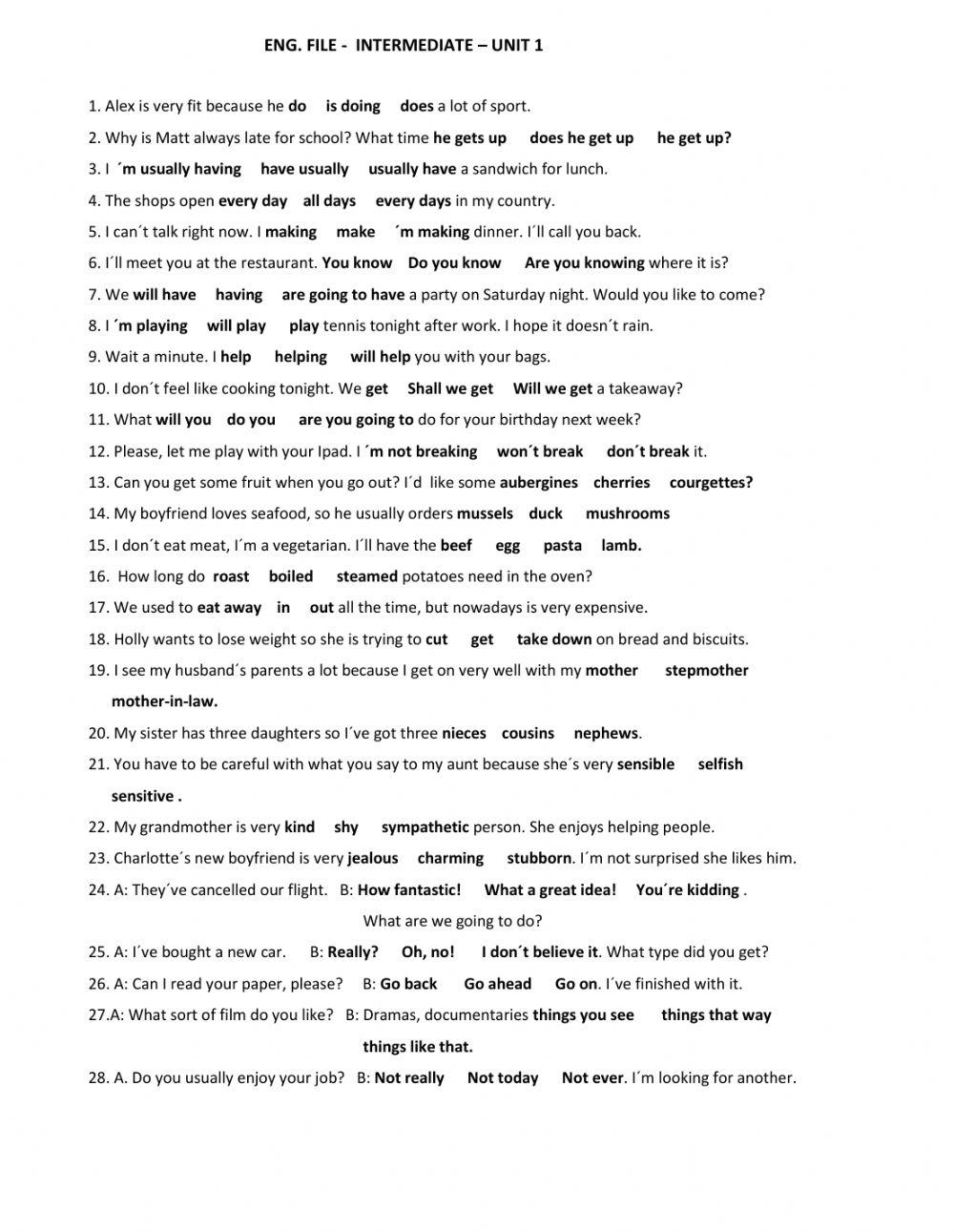 E. File - Intermediate - Unit 1