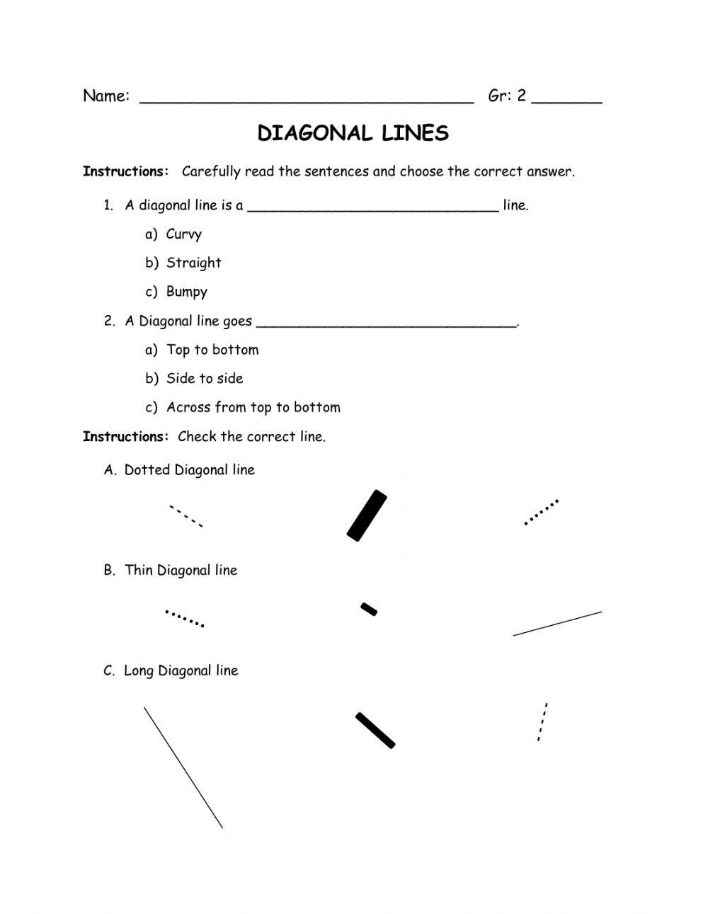 Diagonal Lines - Grade 2