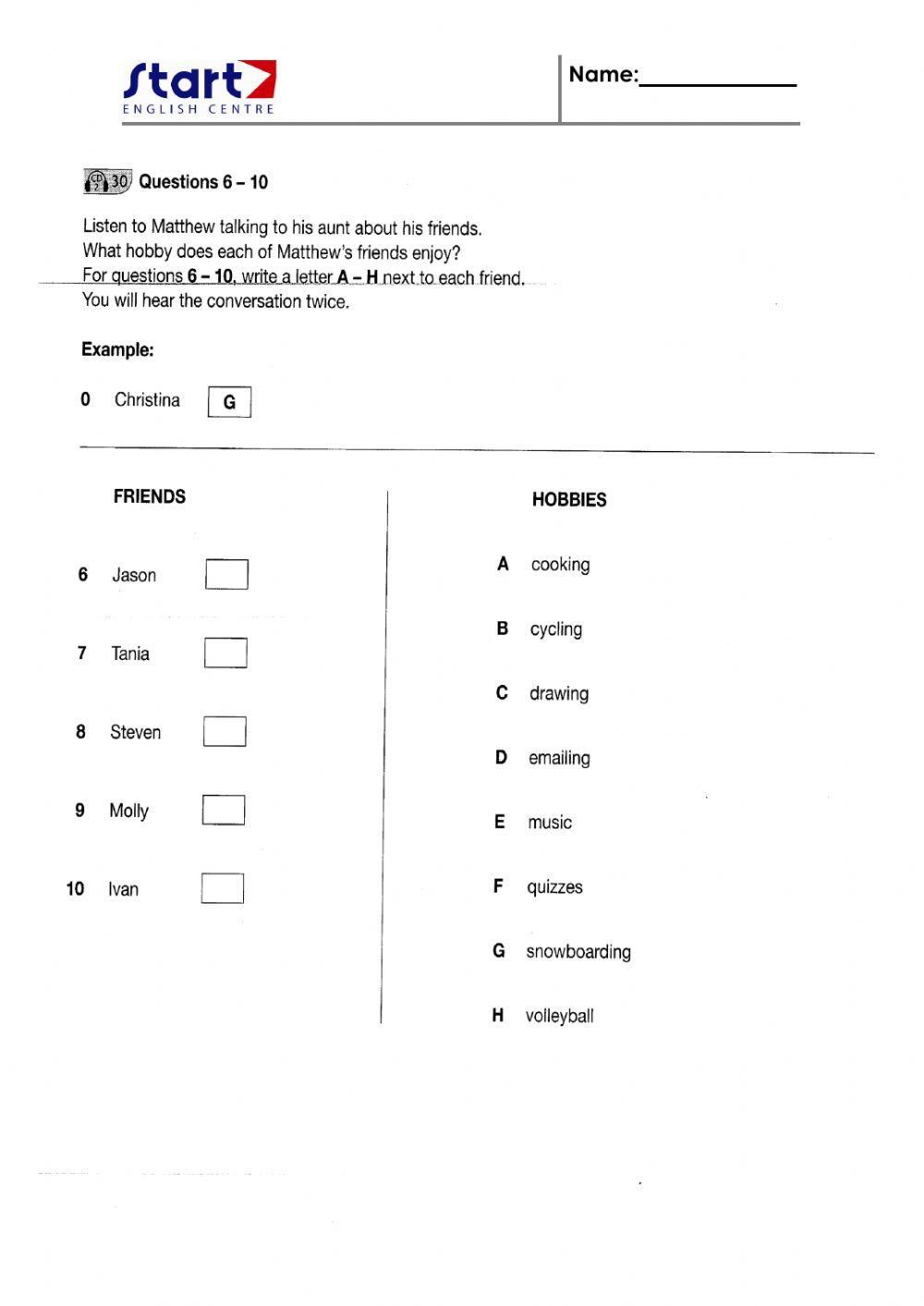 Listening final test teens 2