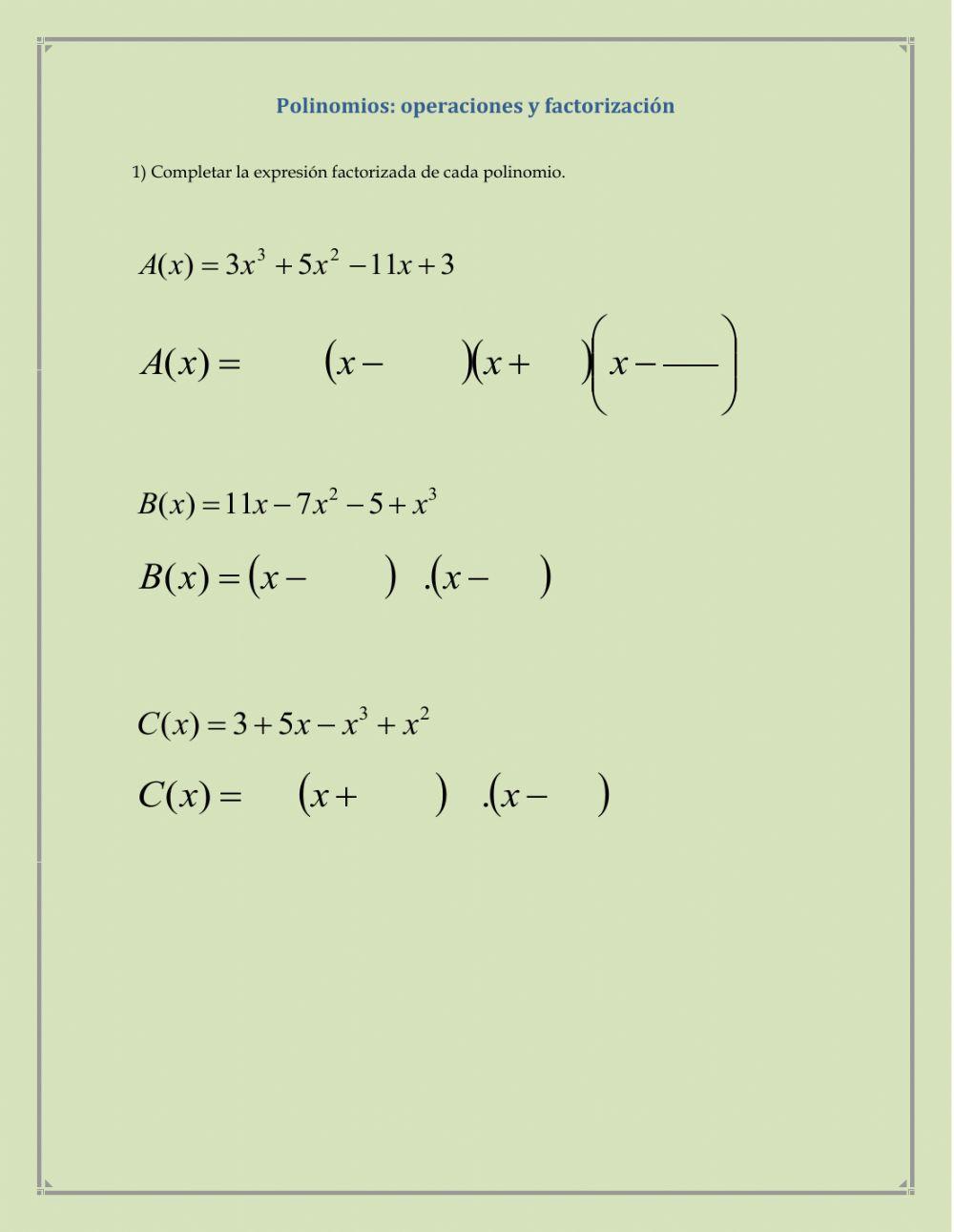Polinomios - Operaciones y factorización