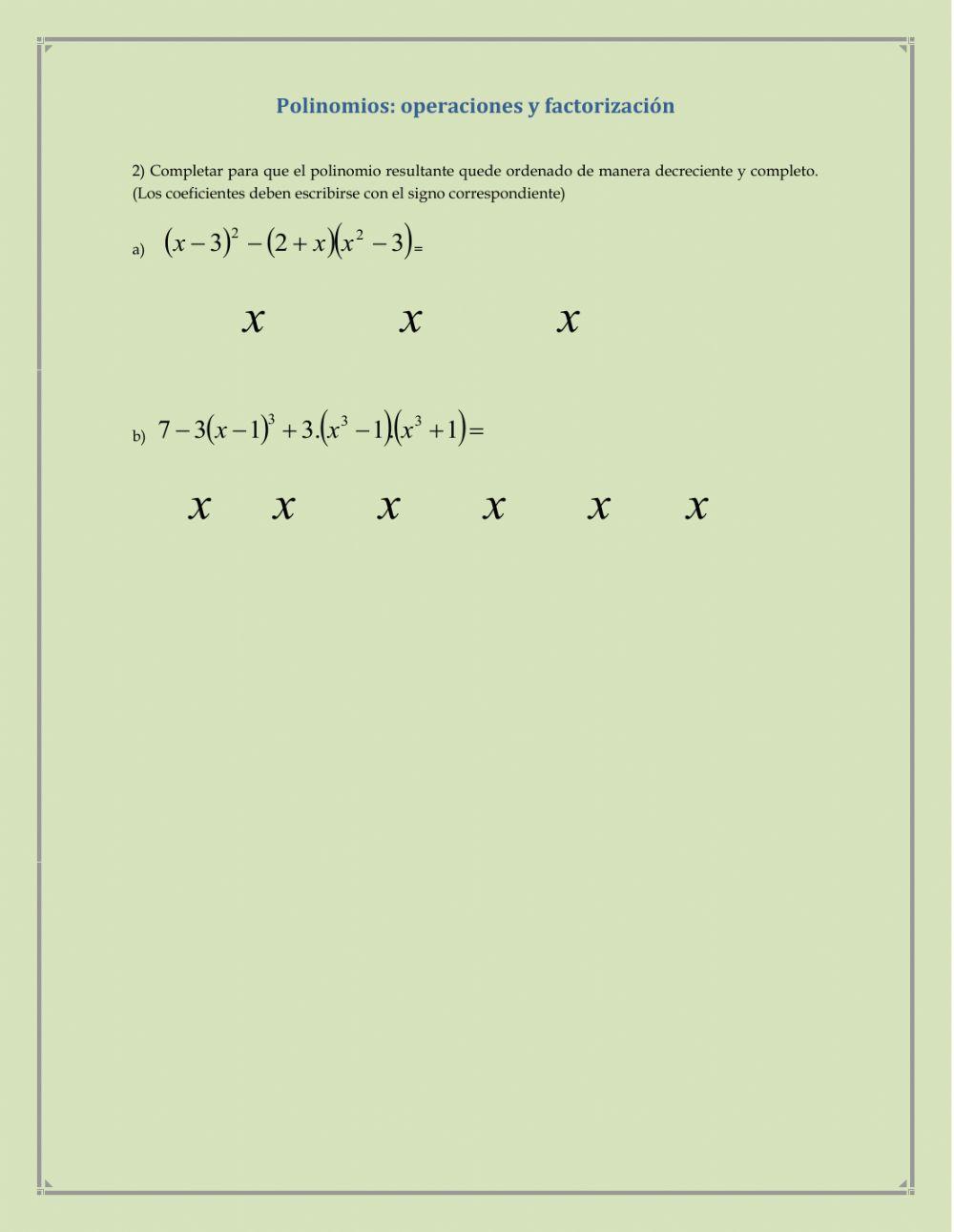 Polinomios - Operaciones y factorización