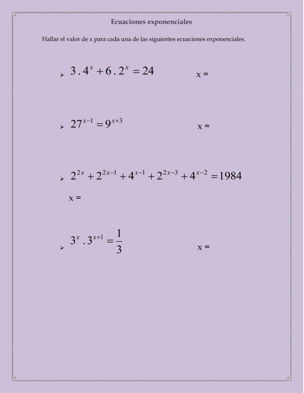 Ecuaciones exponenciales