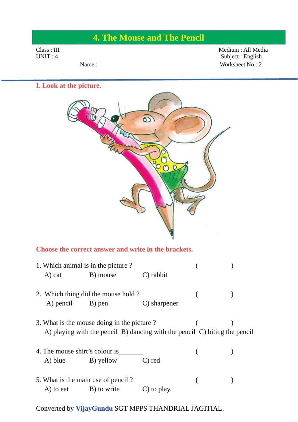 3rd eng mouse and pencil P reading 2 by Vijay Gundu