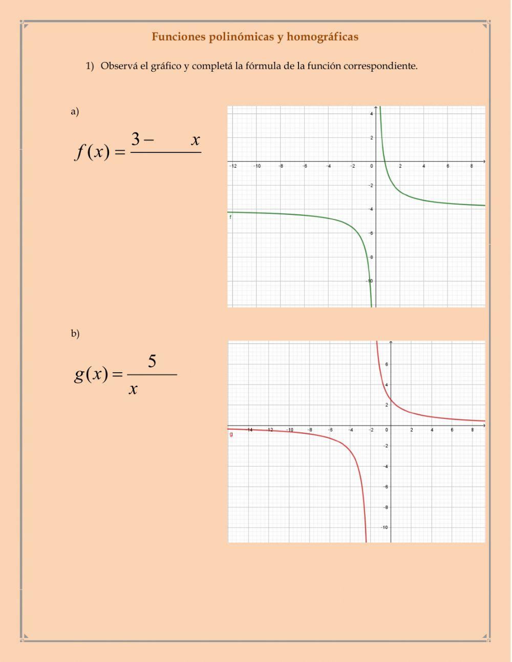 Funciones polinómicas y homográficas