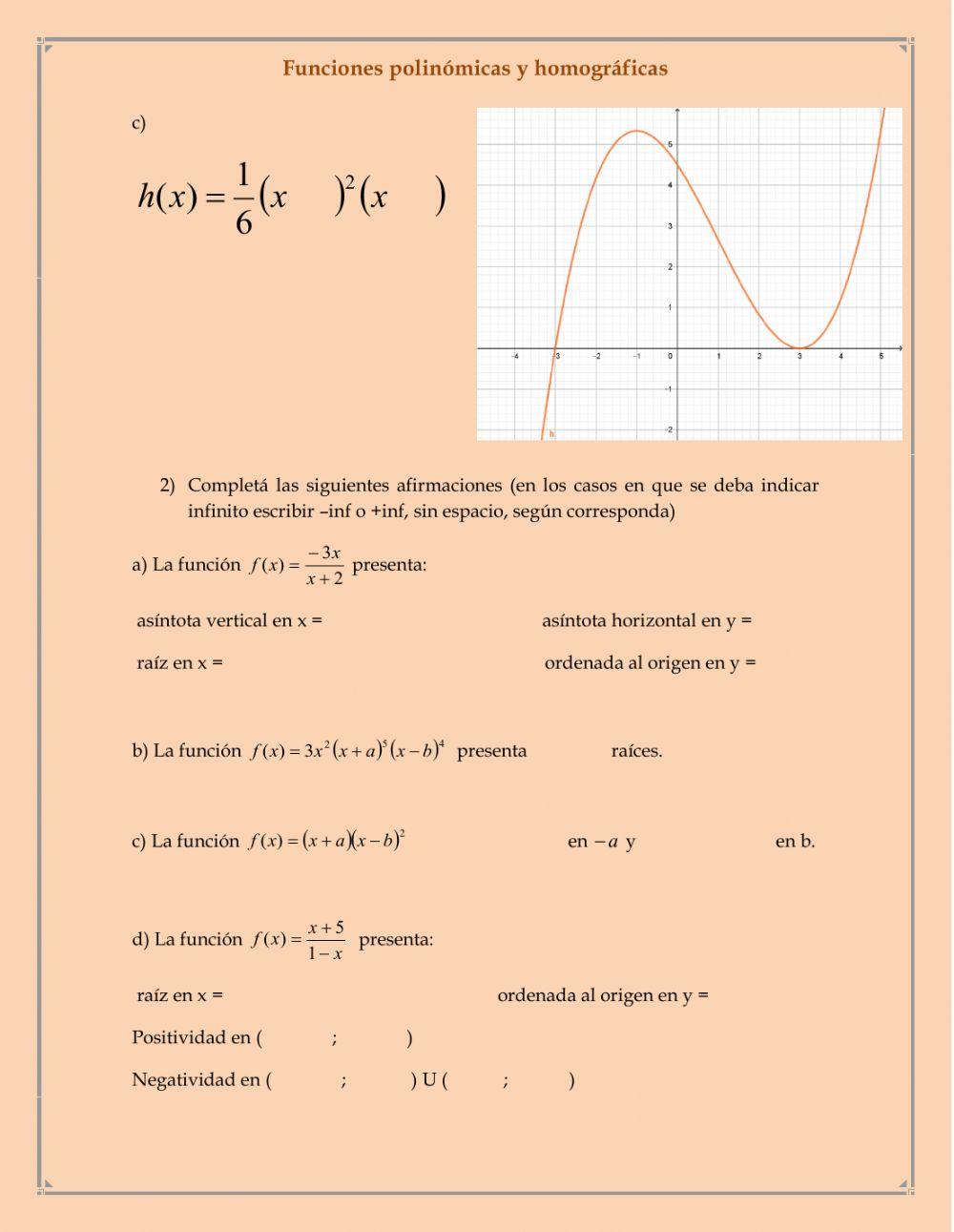 Funciones polinómicas y homográficas
