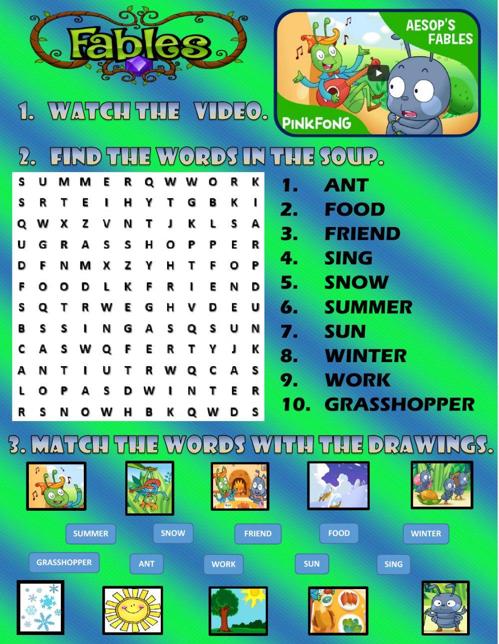 Fable: THE ANT AND THE GRASSHOPPER