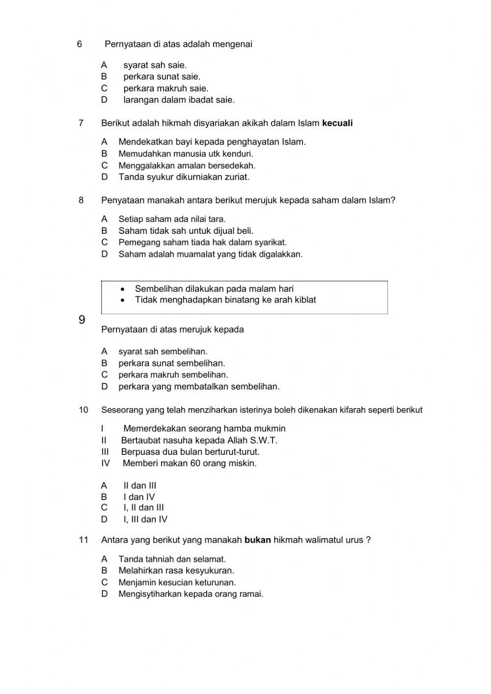 PERCUBAAN PENDIDIKAN ISLAM PERLIS 2020