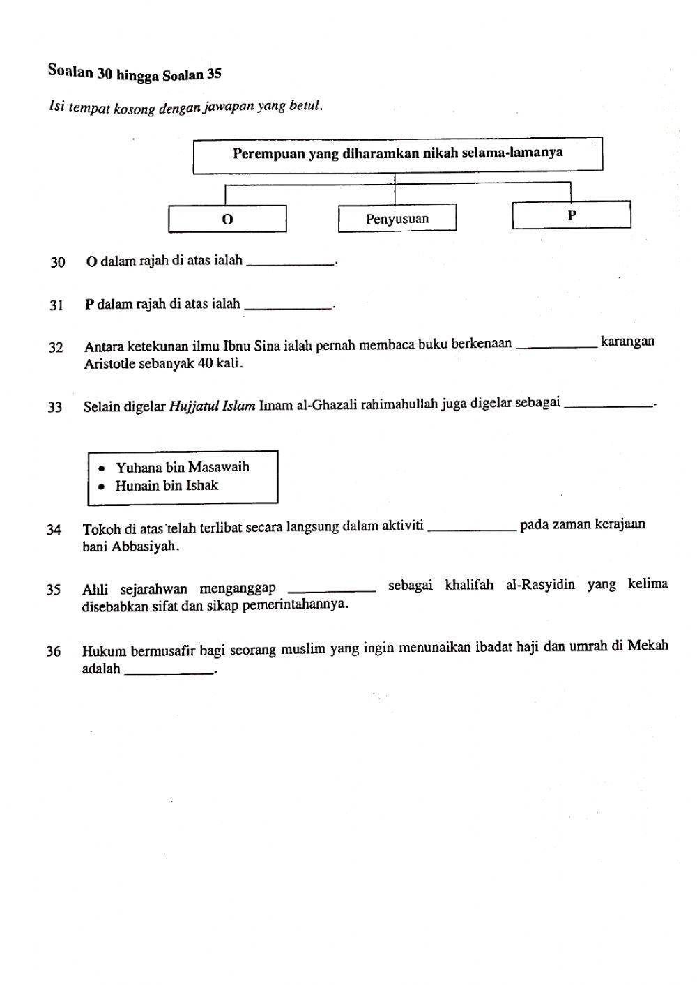 PERCUBAAN PENDIDIKAN ISLAM SBP 2020