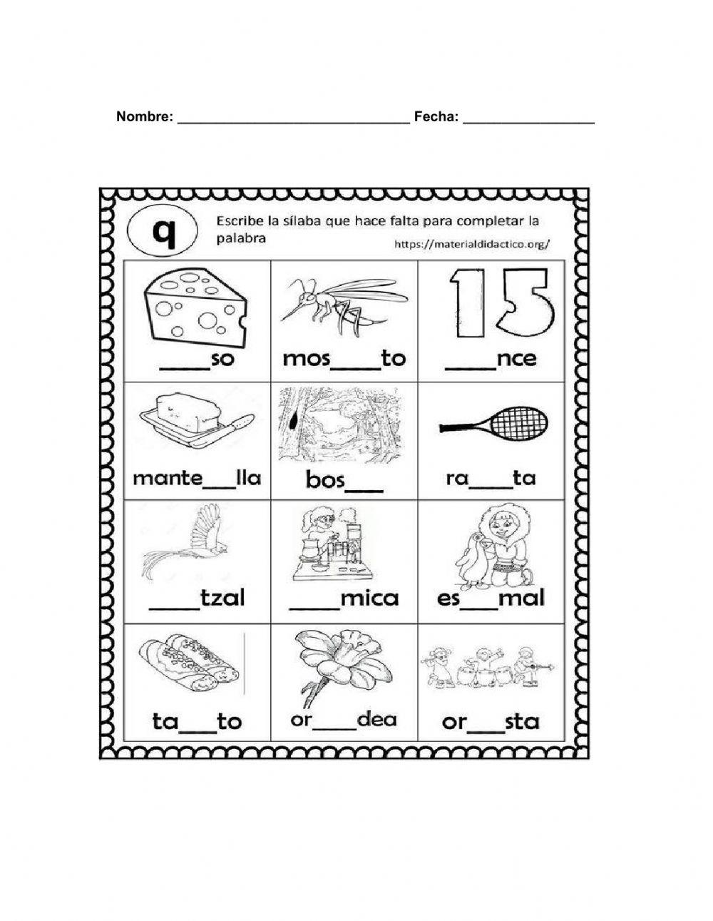 Palabras con QUE Y QUI