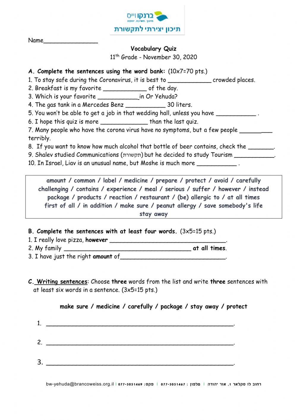 Vocabulary pp. 14-16