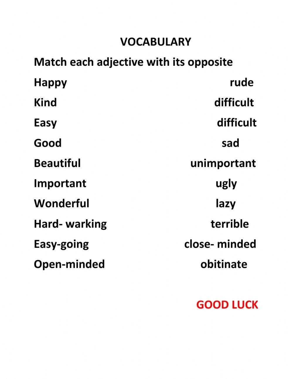 Vocabulary: opposites