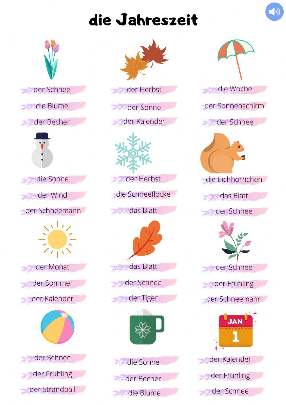Jahreszeiten ćwiczenie 4 (with sound)