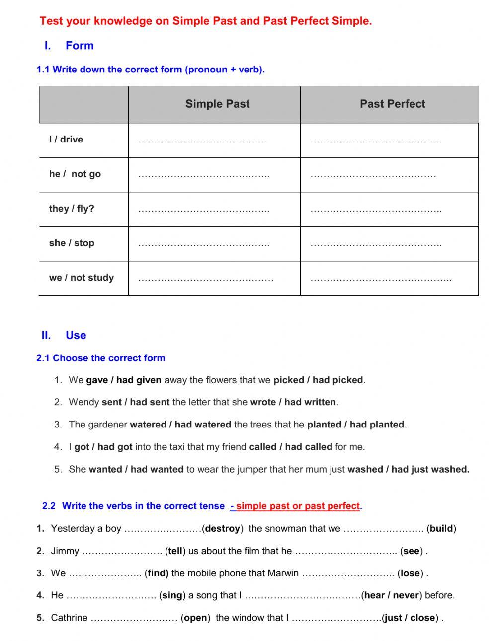Past Simple or Past Perfect?