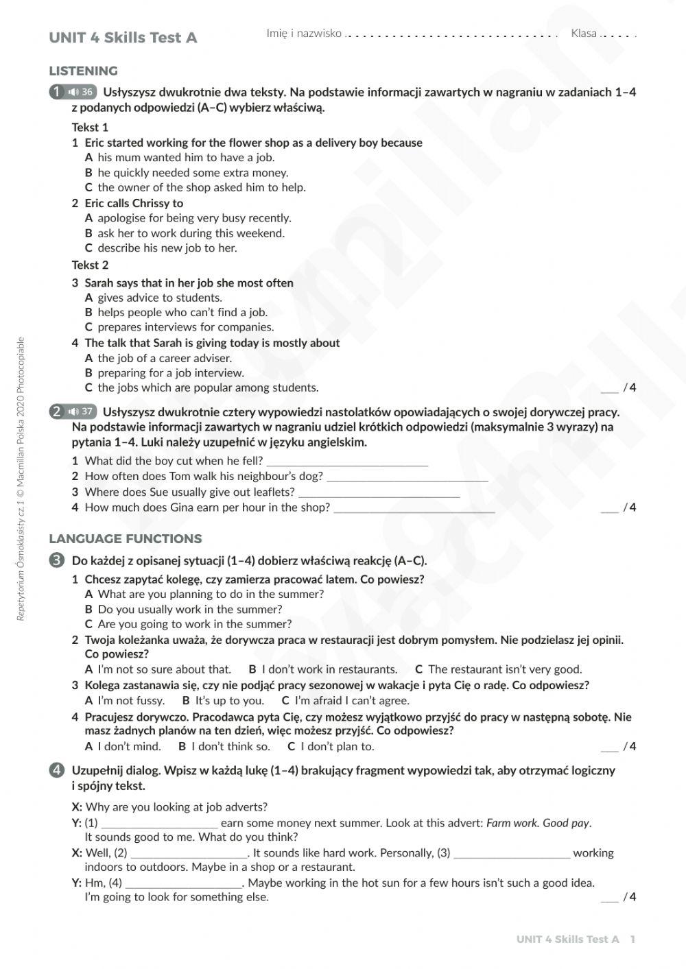 6282080 Repetytorium Macmillan Unit 4 Test Praca 6282080-repetytorium-macmillan-unit-4-test-praca