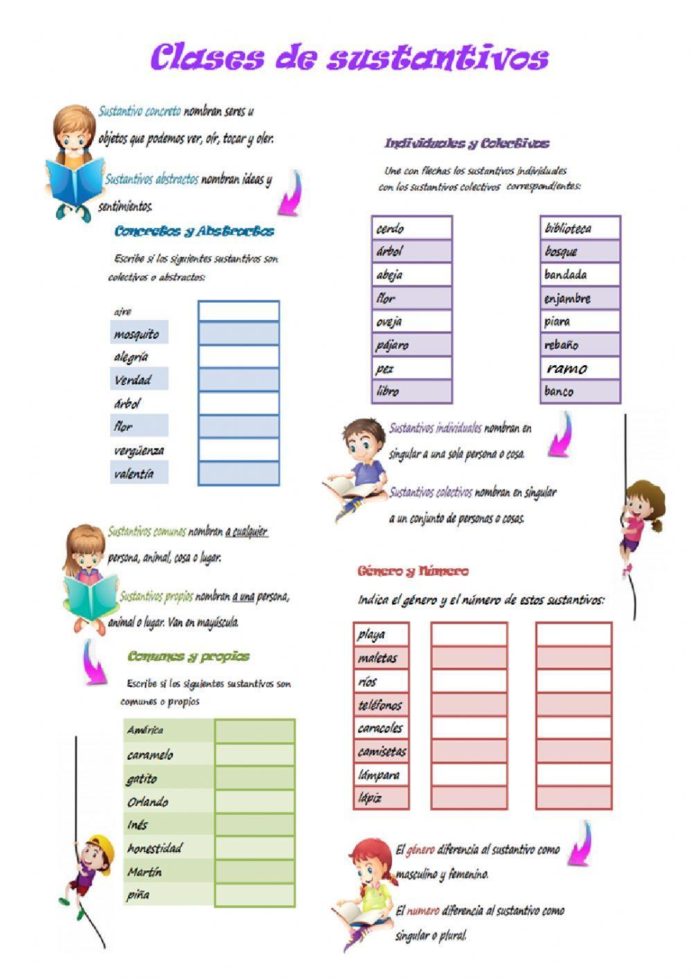 Clases de Sustantivos online pdf exercise | Live Worksheets