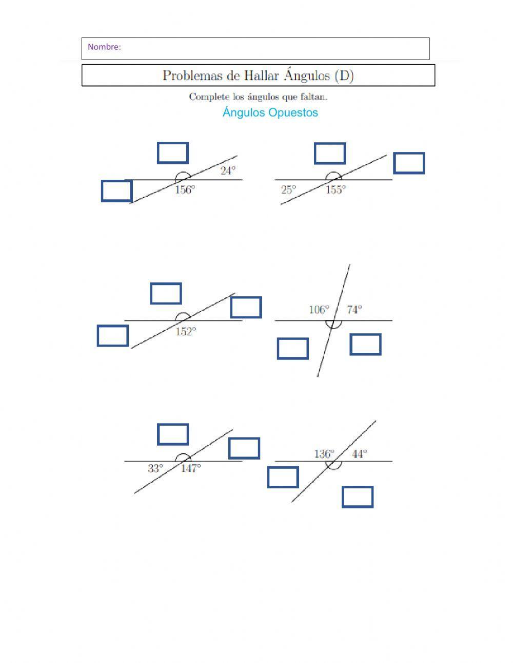 Angulos opuestos por el vértice