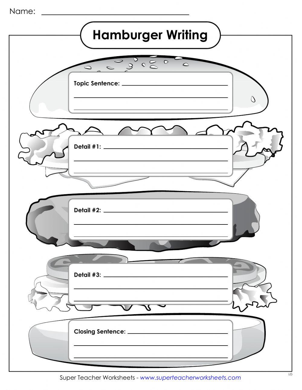 Hamburger Writing Template worksheet Live Worksheets