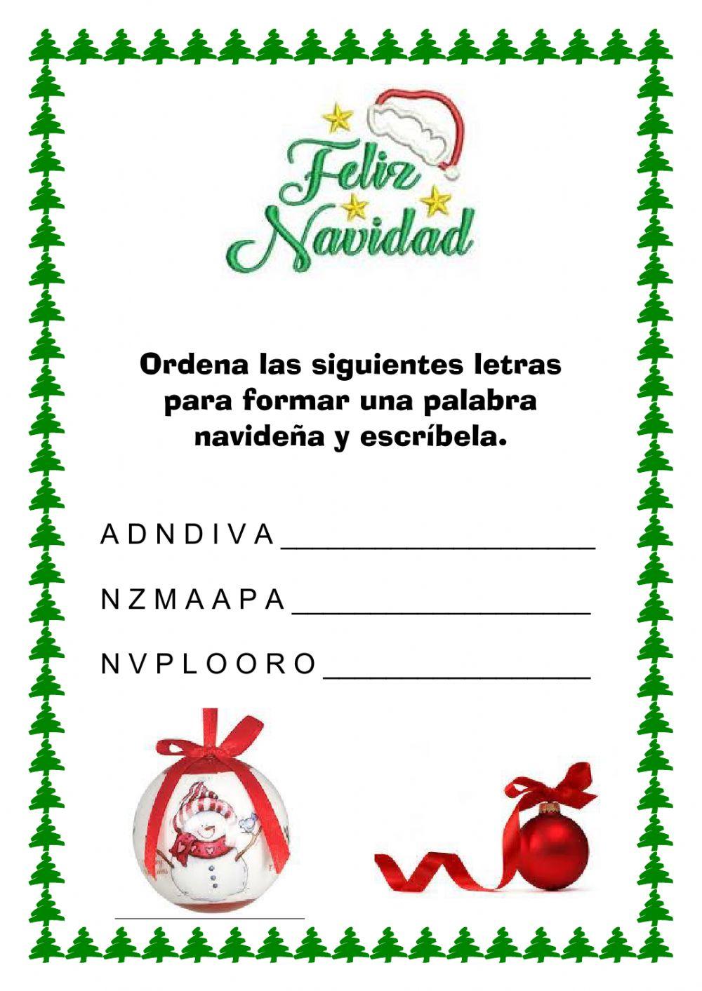 Ordenar palabras navideñas