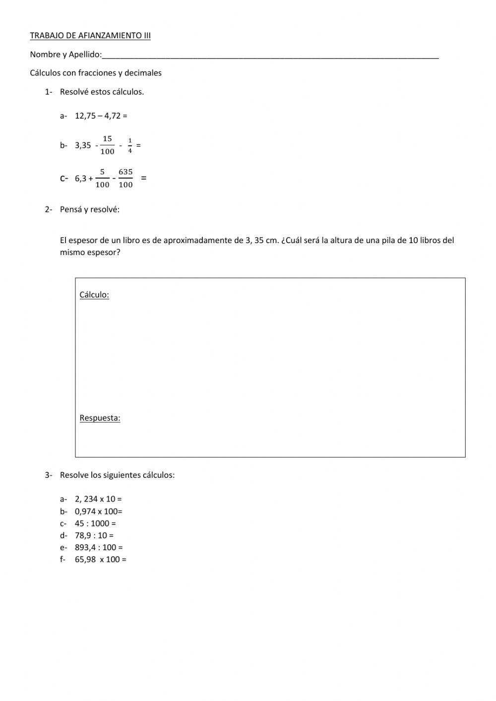Trabajo de afianzamiento