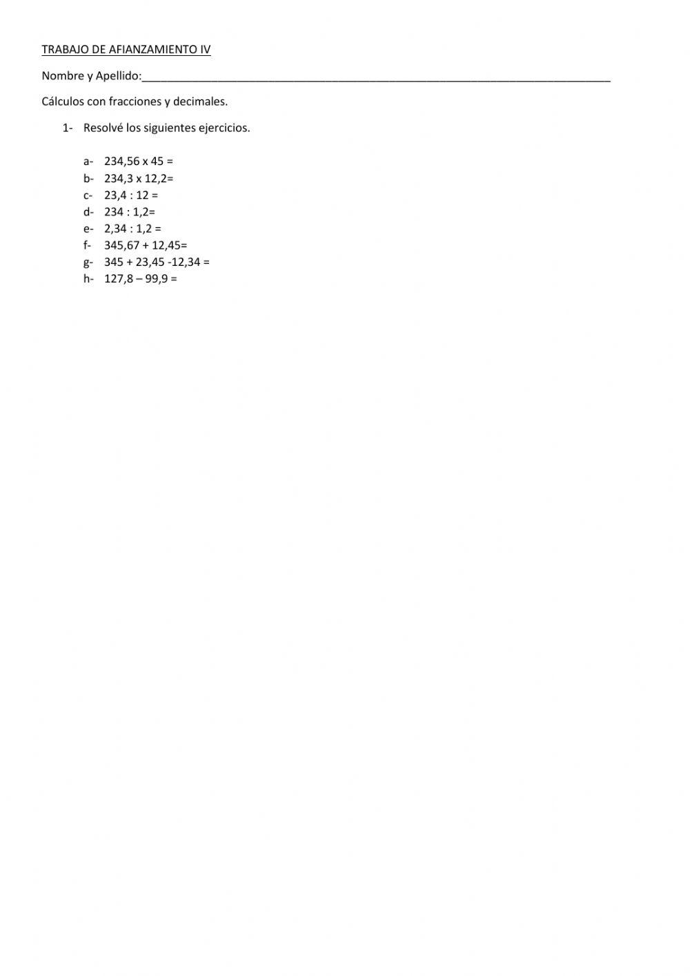 Trabajo de afianzamiento