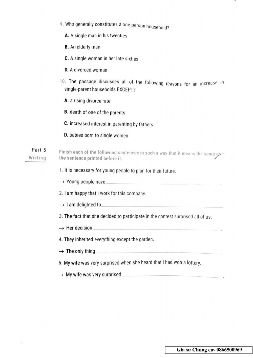English 11 - The fist term test No 2 Test 14