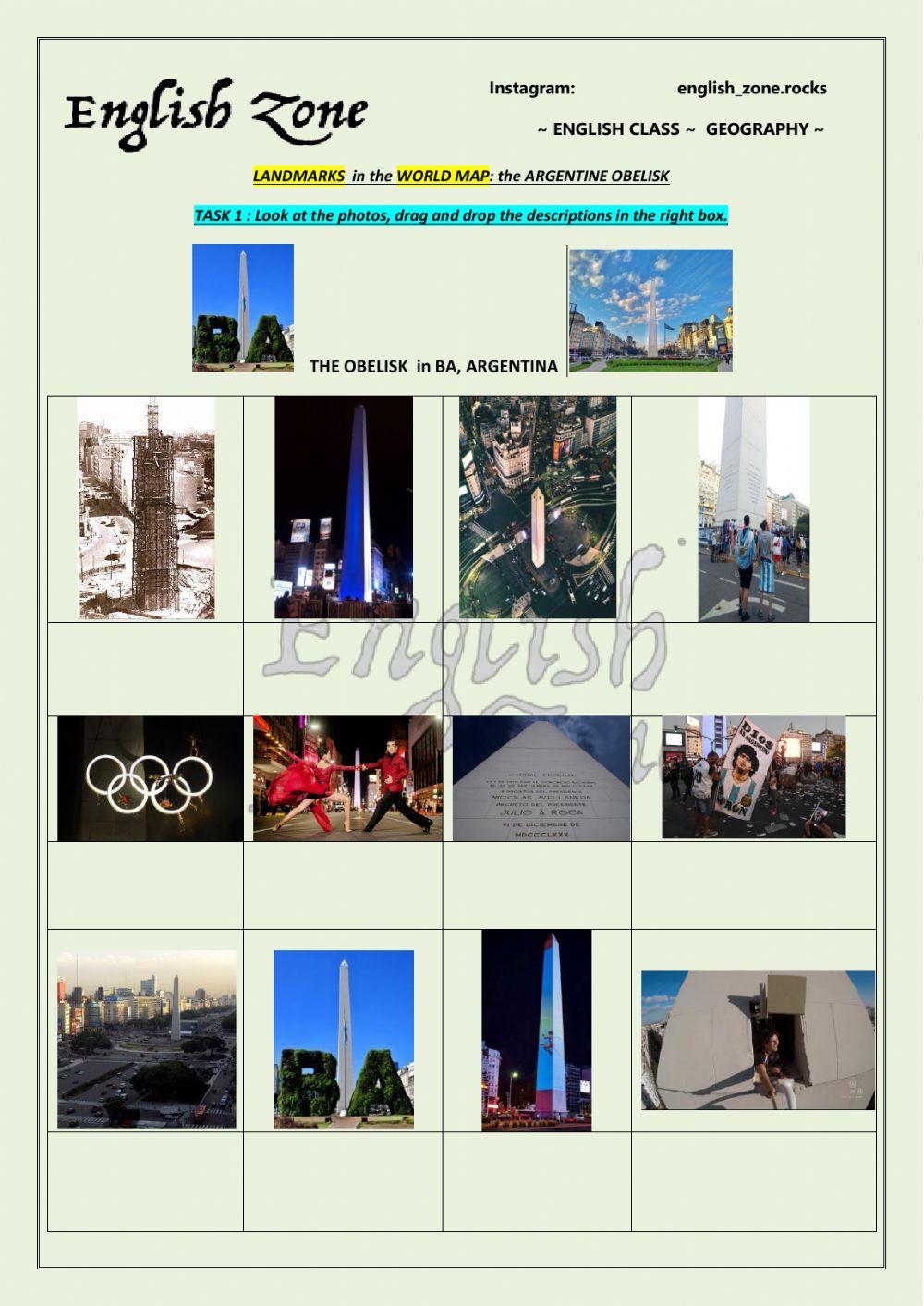 LANDMARKS  in the WORLD MAP: the ARGENTINE OBELISK