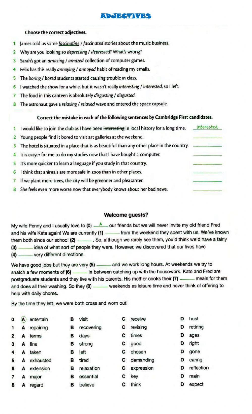 Adjectives -ed  -ing