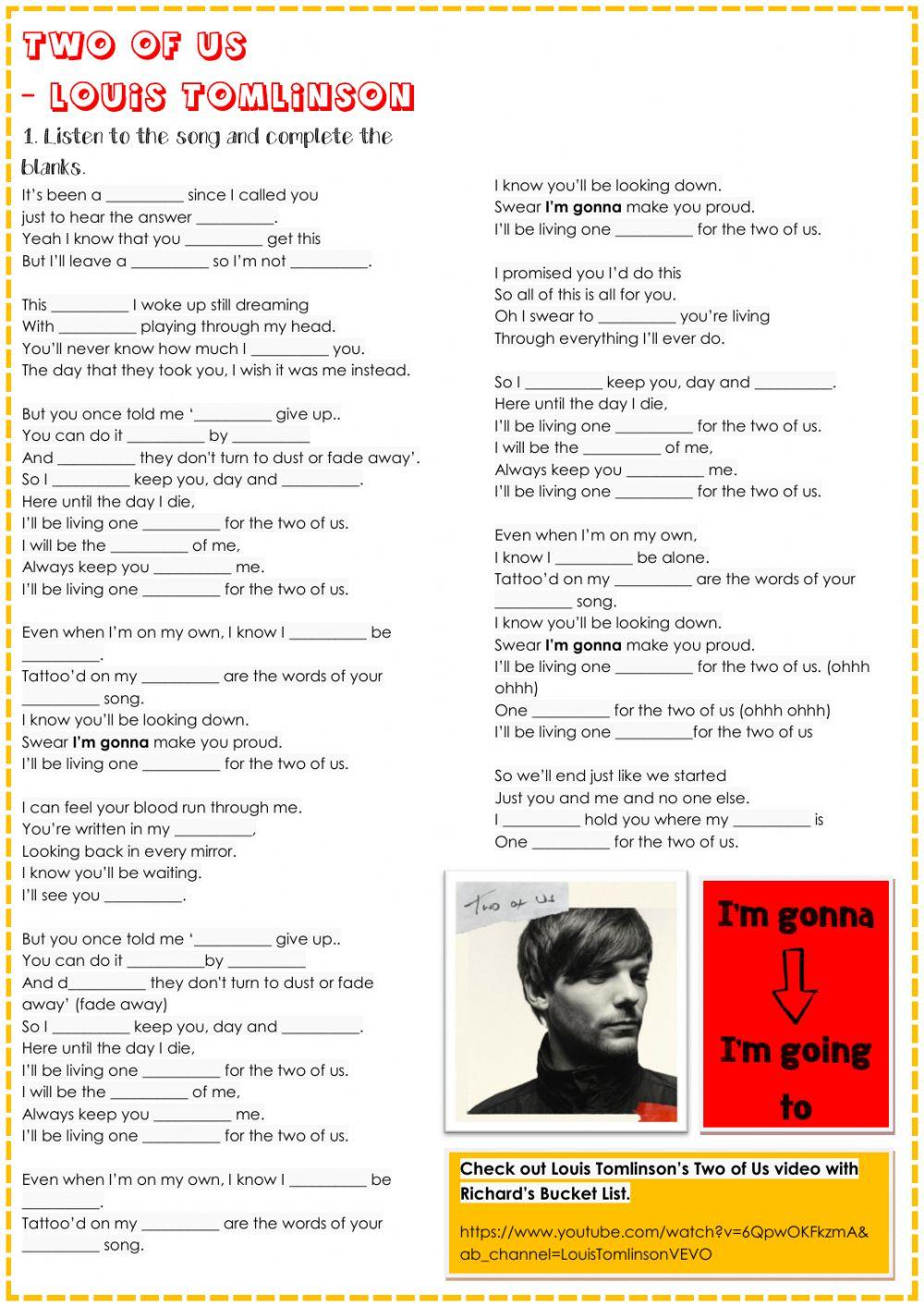 Two Of Us Lyrics - Louis Tomlinson | Poster