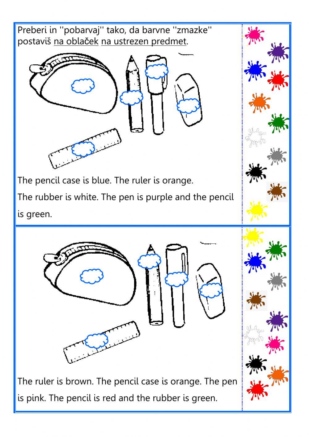 What's this? school supplies, colours