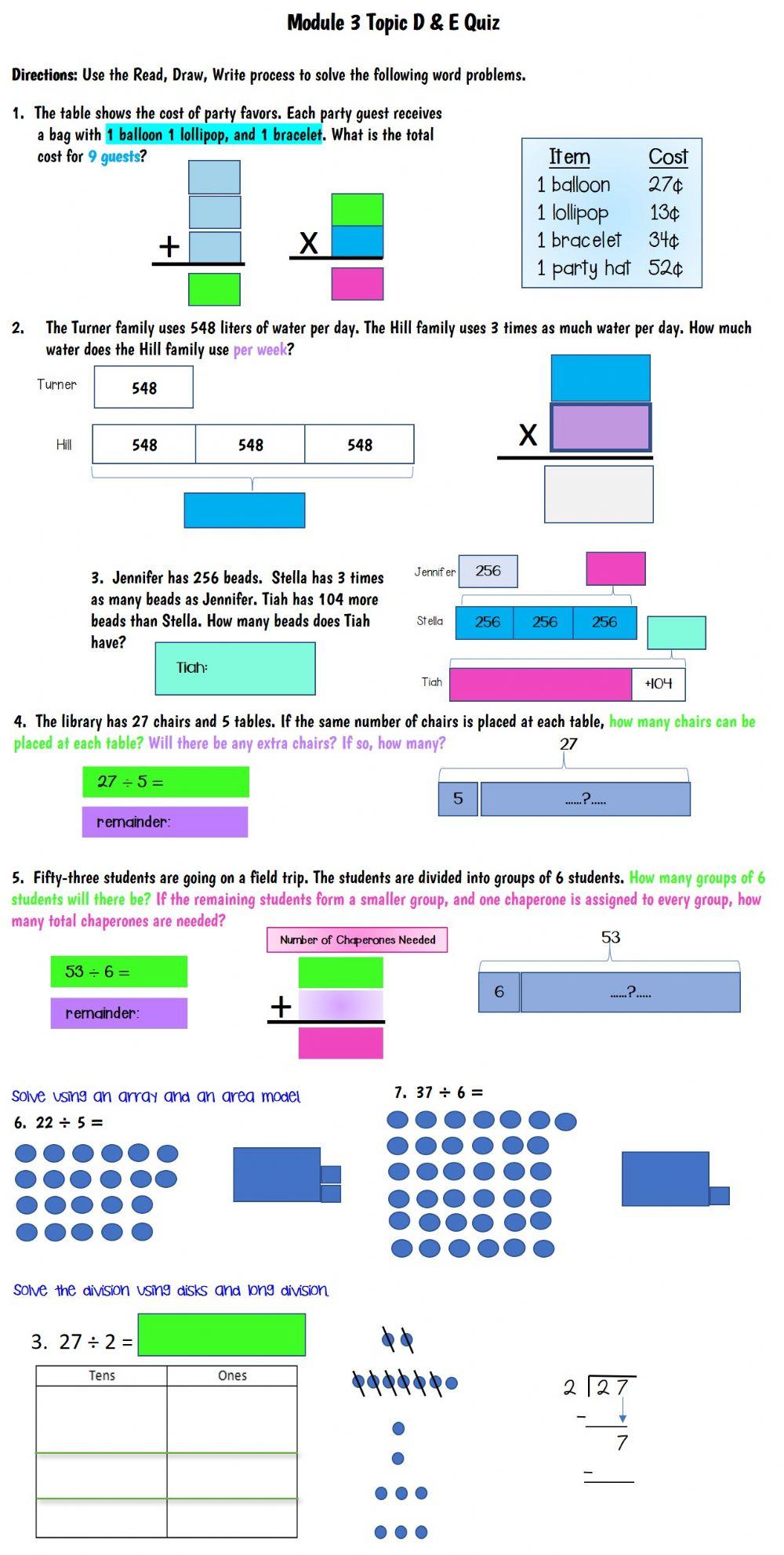 Math Module 3 Quiz D & E
