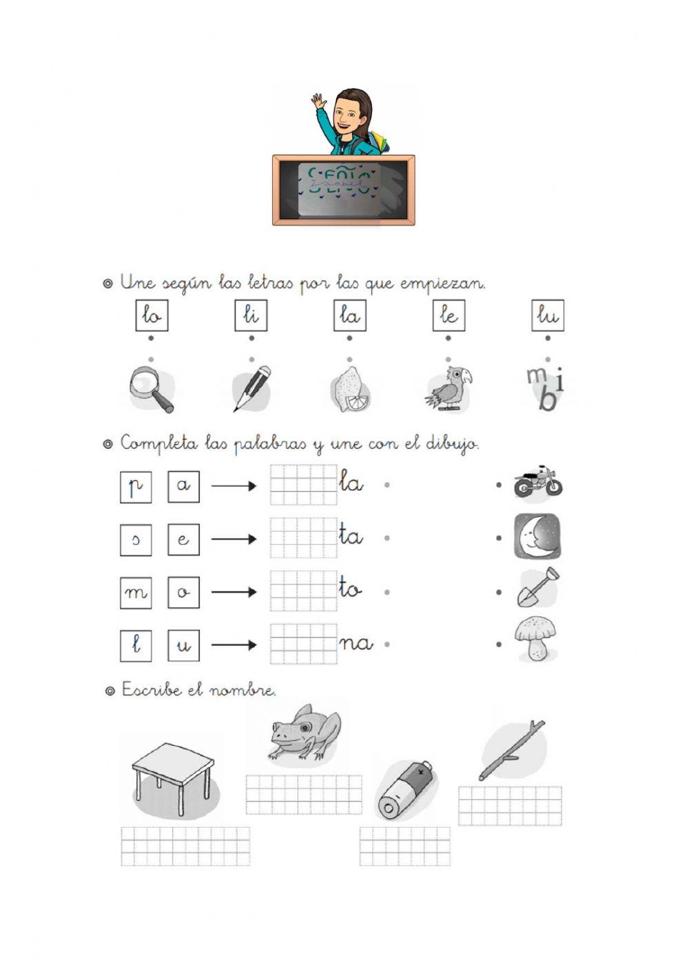 Lectoescritura: p,m,l y s