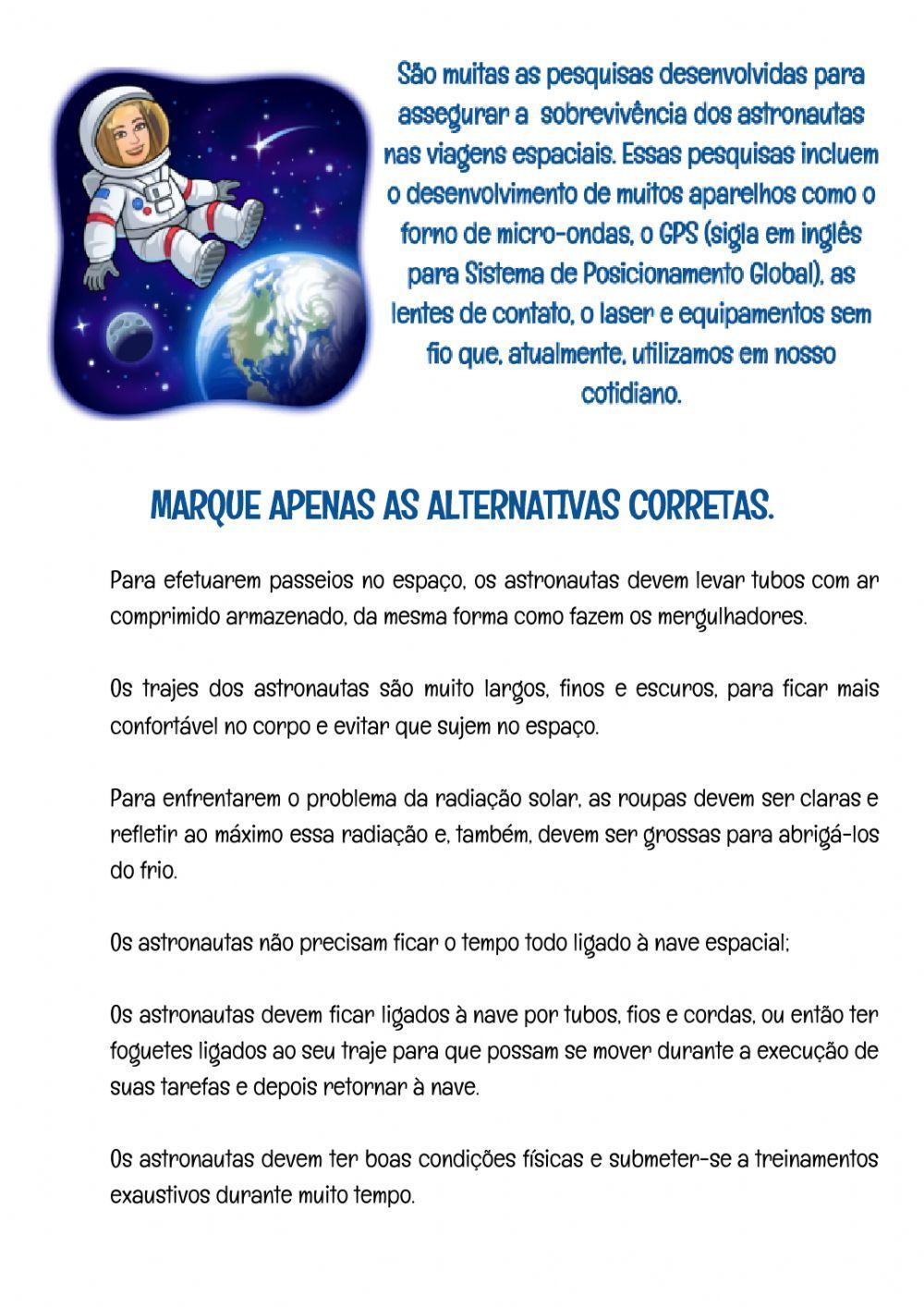 A vida dos astronautas no espaço