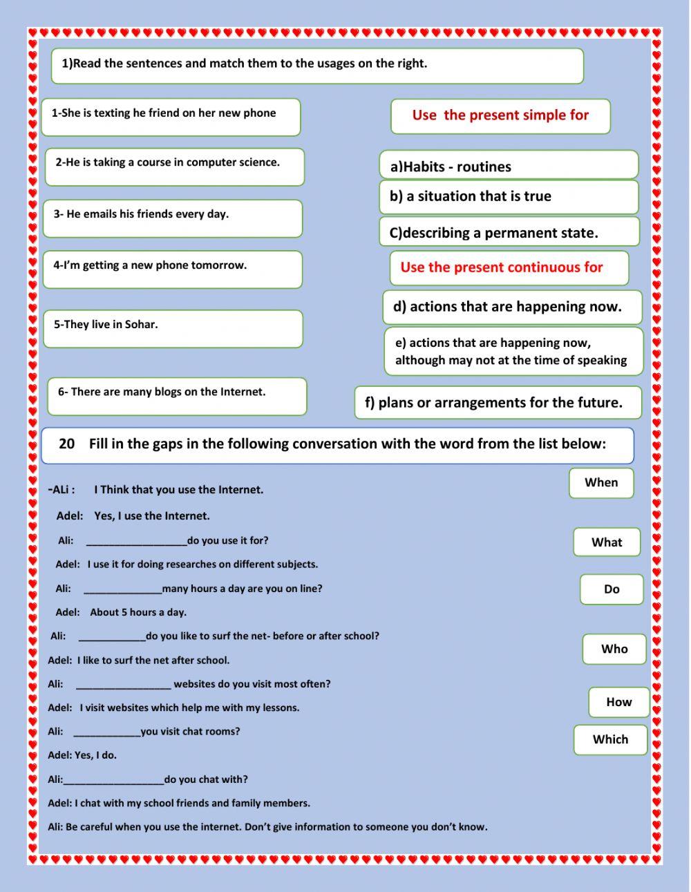 Use of present simple and present continuous