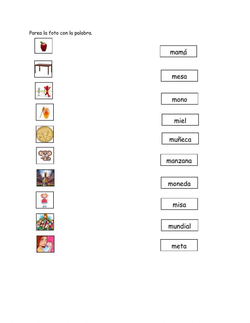 Parea la foto con la palabra Fonema Mm