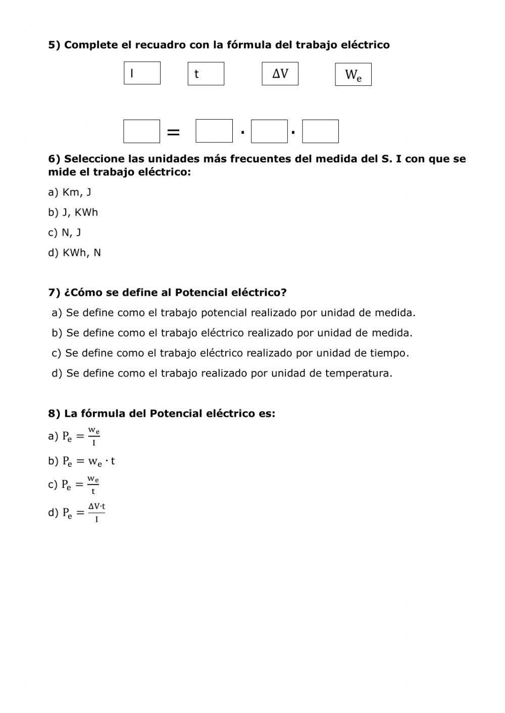 Trabajo y potencial eléctrico