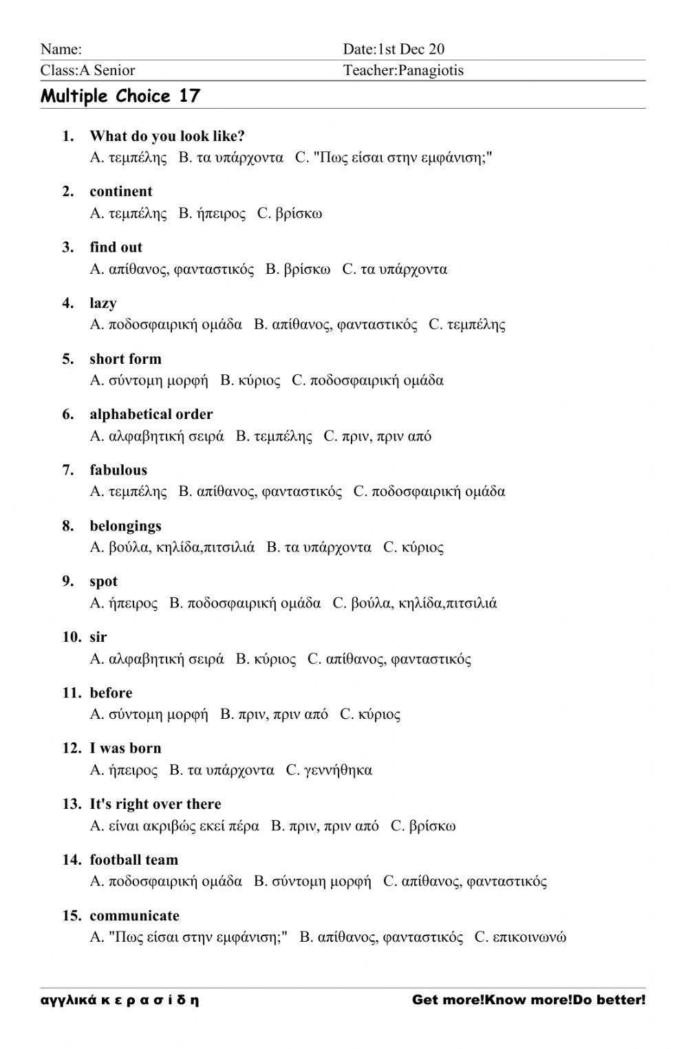 Asenior Worksheet 17