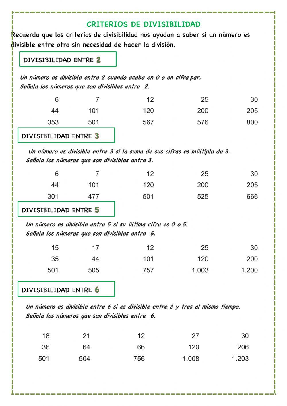 Criterios de divisibilidad