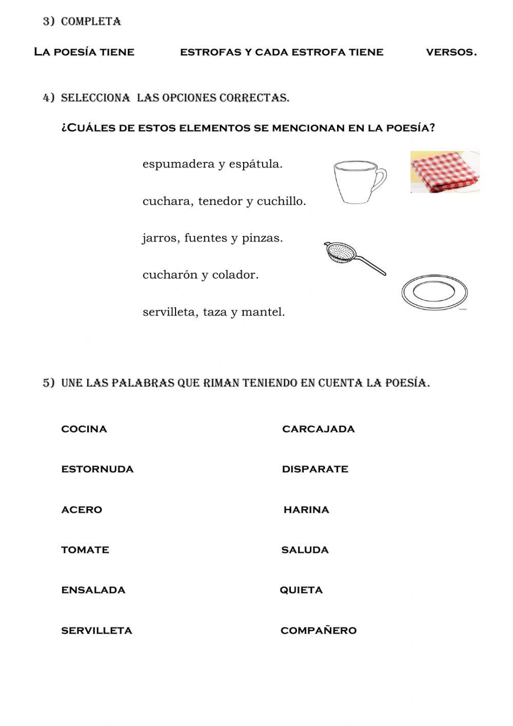 Comprensión lectora - Poesía: La cocina