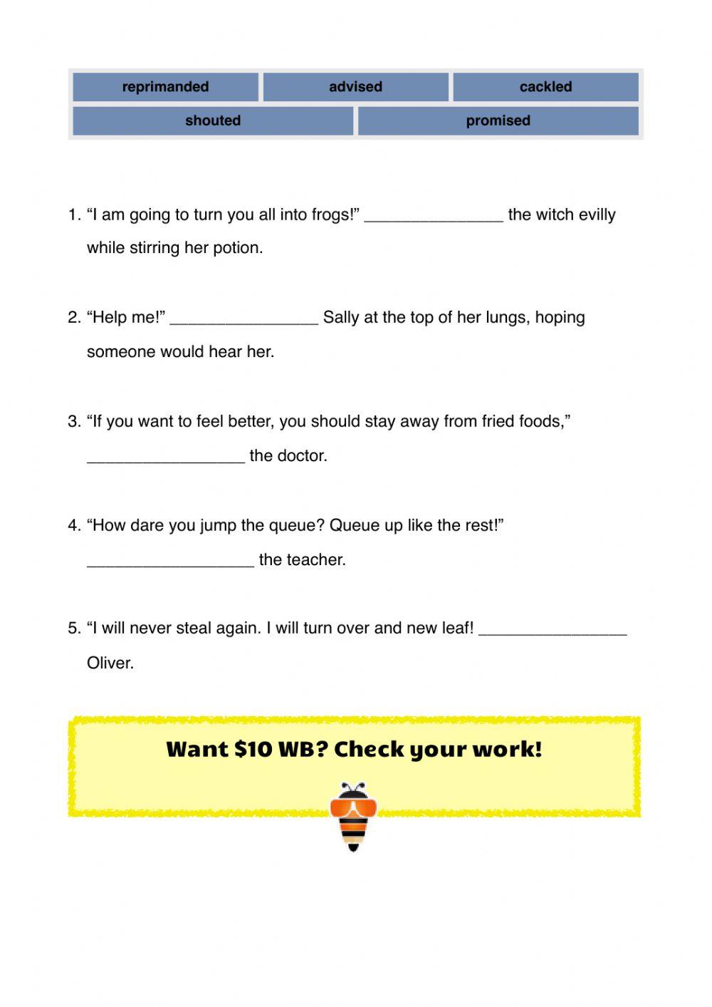 Speech Tags workbook P1 Part B