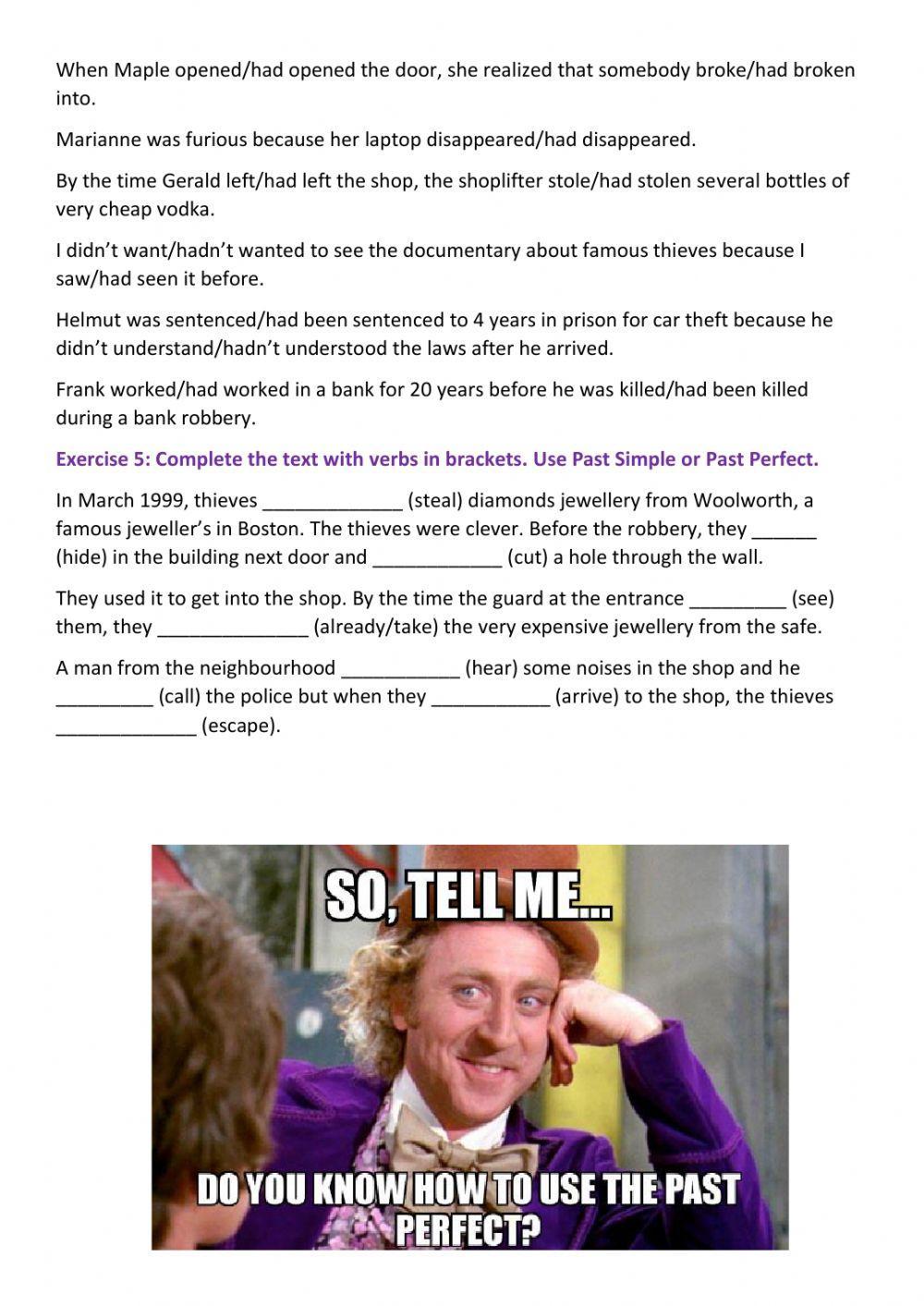 Past perfect simple - crime