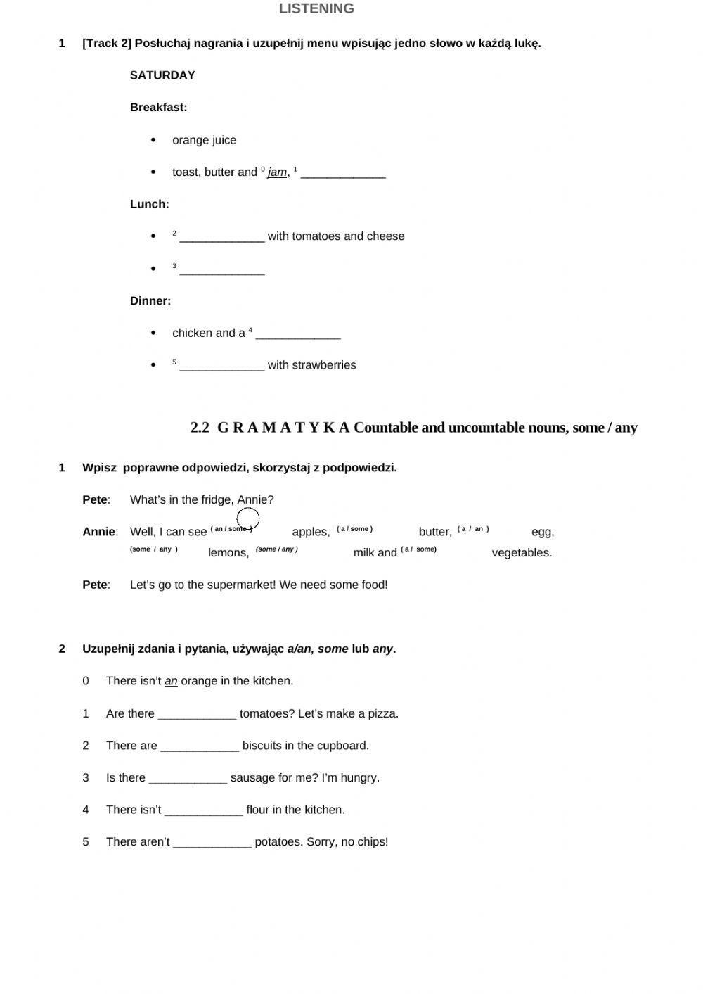 English Class A1+ Unit 0 Test 552850 | Test Unit 2 English Class A1+ | Magdalena