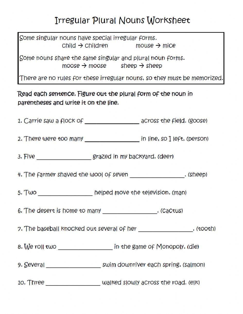 Irregular Plural Nouns