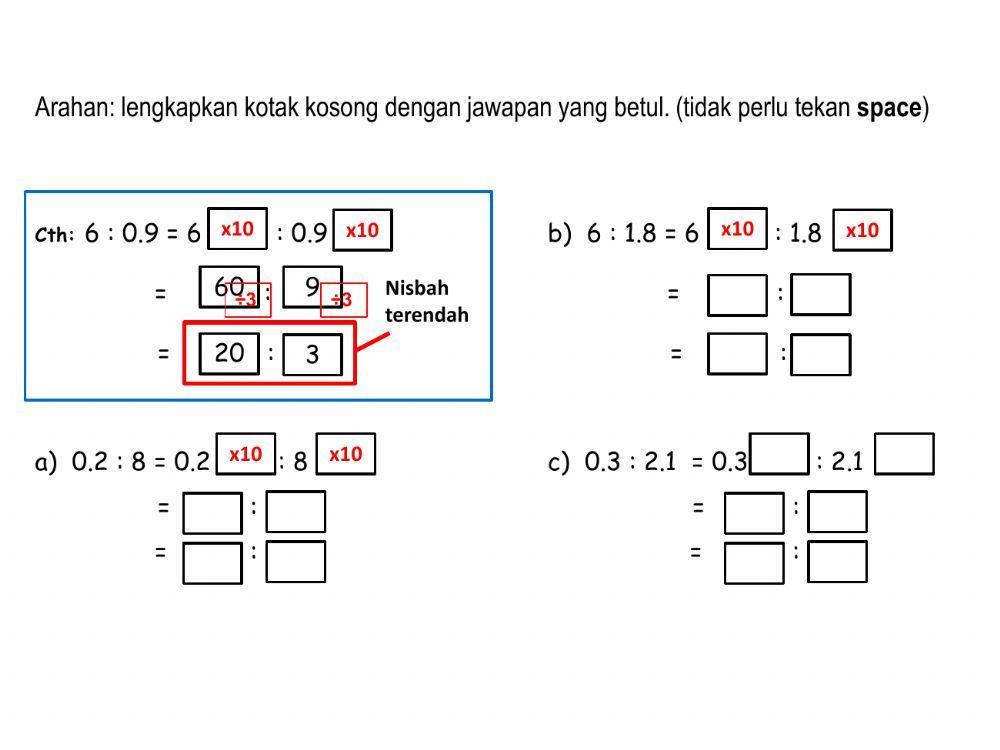 Nisbah setara melibatkan perpuluhan