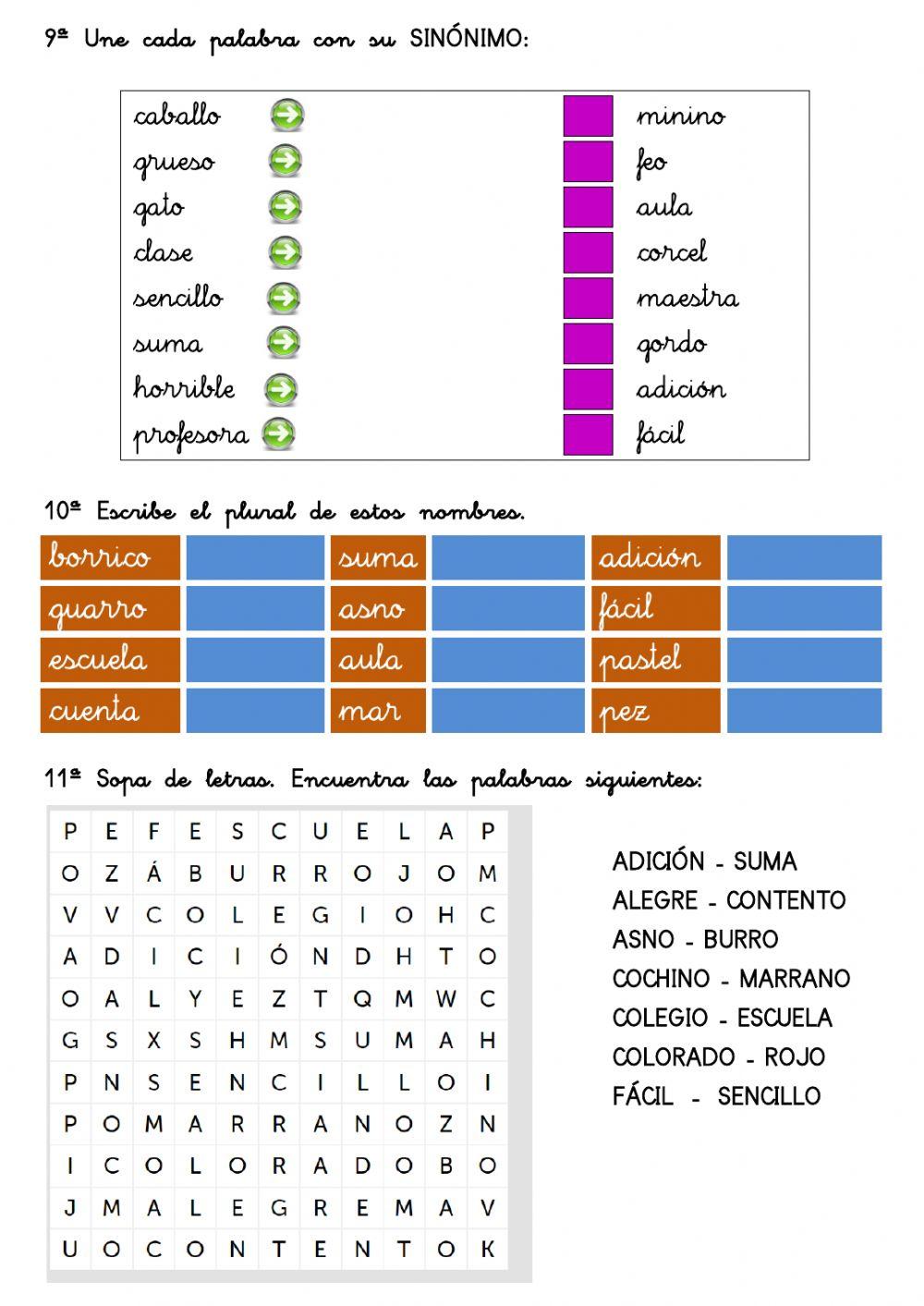 Comprensión lectora 3º EP 05 Sinónimos y signos de puntuación