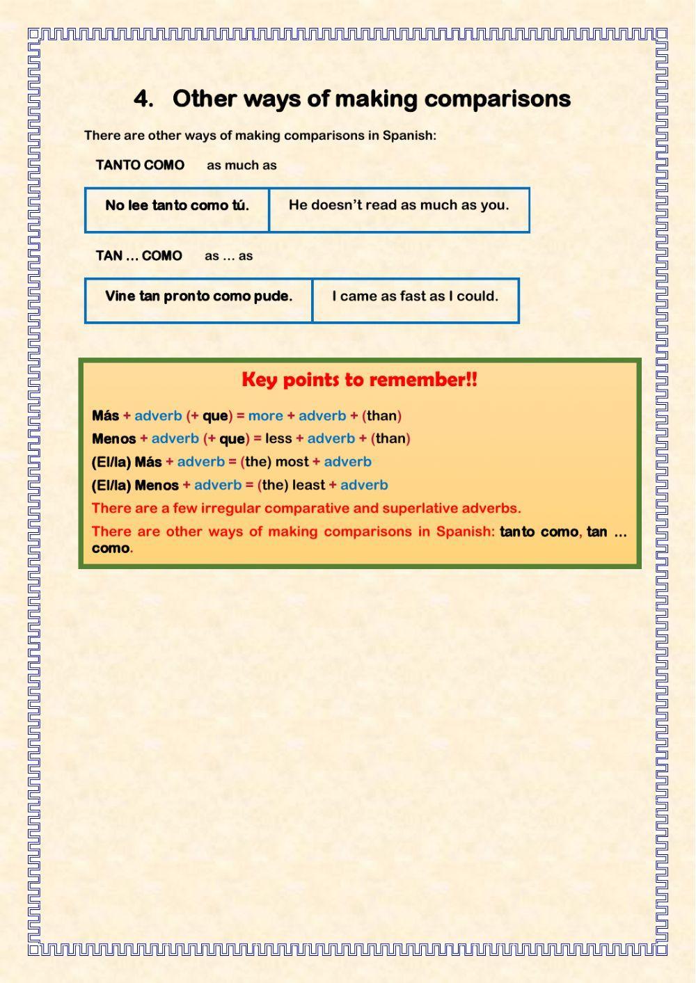 Adverbios de comparacion y superlativos