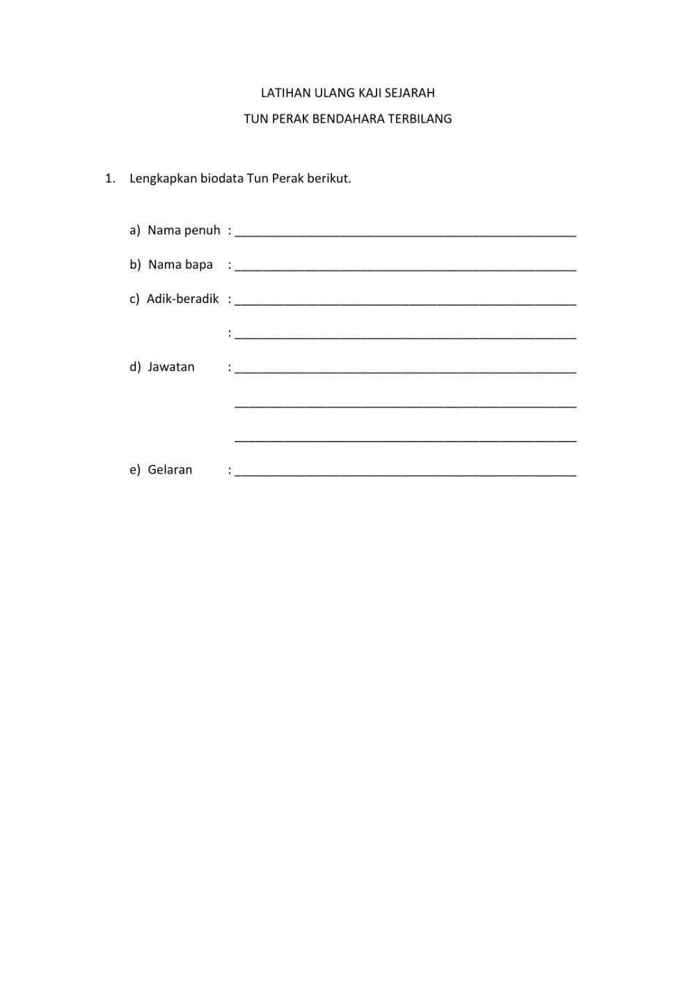 Latihan Unit 10 Tun Perak Bendahara Terbilang